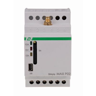 F&F przekaźnik zdalnego sterowania GSM (CLIP); 2xWY 2xWE; sterowanie bramą; 230V AC; 2NO/NC; montaż na szynie DIN SIMplyMAX-P02 (SIMplyMAX-P02)